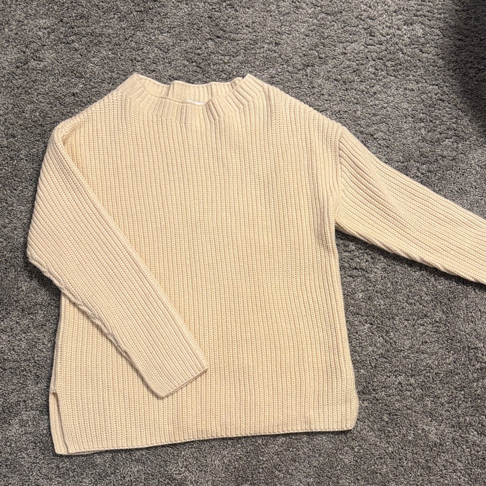 Zara Cream Ribbed Sweater